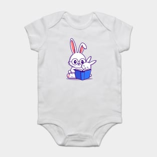 Rabbit Mother And Baby Rabbit Reading Book Baby Bodysuit